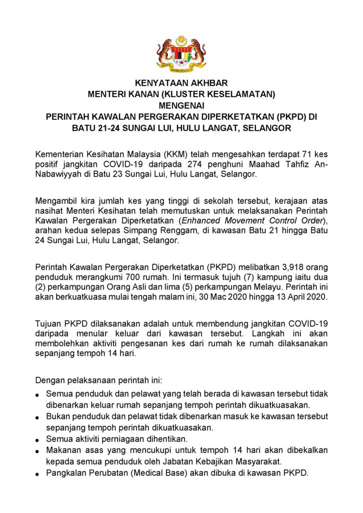 Perintah Kawalan Pergerakan Diperketatkan (PKPD) di Batu ...